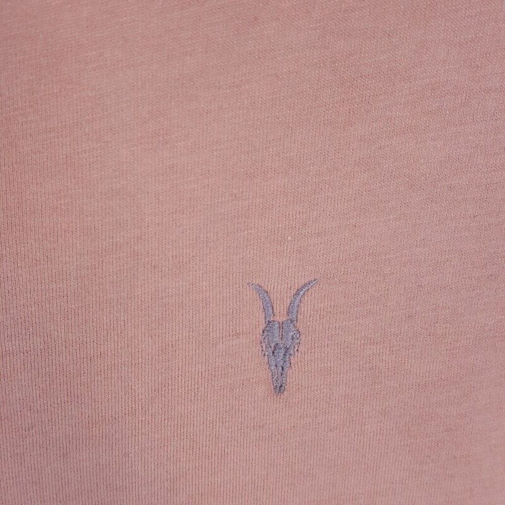 ALLSAINTS Mens Shirt Large Pink Pullover Crew Embroidered Logo Tee - Picture 3 of 8